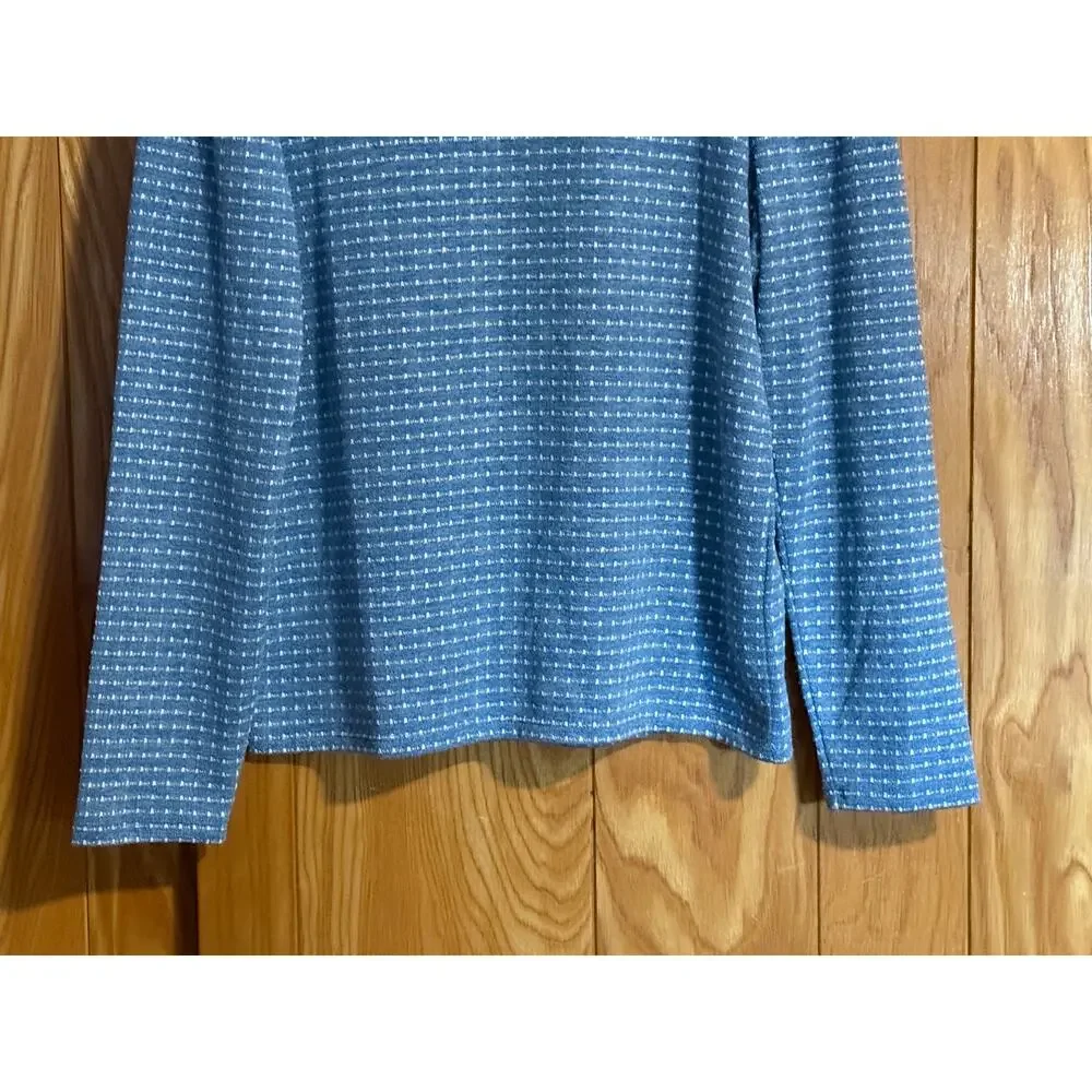 Madewell Jacquard Puff-Sleeve Mockneck Top in Blue - Size M
